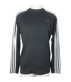 アディダス adidas 20年 FS6470 セーター ニット ゴルフウェア 長袖 スリーストライプ ロゴ刺繡 厚手 M 黒 白 /X