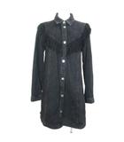 ザラ ZARA フリンジデニムシャツワンピース ひざ丈 長袖 女の子 子供服 キッズ 13-14 164cm 黒 ブラック /X