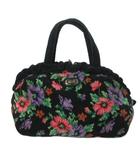 フェイラー FEILER ハンドバッグ シェニール織 花柄 鞄 ブラック マルチカラー /X