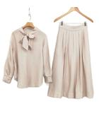 23SS レーヨン ナイロン リボン ブラウス ロングスカート セットアップ S2 / 1 ピンクベージュ系