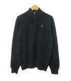 フィドラ FIDRA カシミヤセーター ニット ゴルフウェア ハーフジップ ハイネック 長袖 ワンポイント刺繡 M 黒 ブラック /X