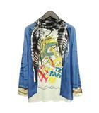 ユキトリイ YUKI TORII プリント カットソー Tシャツ モップネック 長袖 L ブルー系