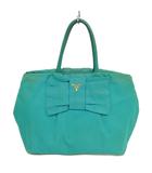 リボン ナイロン トートバッグ ハンドバッグ ブルー系