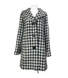 ルーニィ LOUNIE コート ニット ウール 千鳥格子 ミドル丈 ビッグボタン 38 M相当 ブラック ホワイト /X