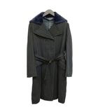 ストライプ コート トレンチコート ボア襟 中綿 9 チャコール系