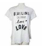 ブルーレーベルクレストブリッジ BLUE LABEL CRESTBRIDGE Tシャツ カットソー 半袖 ロゴ フロッキープリント ラウンドカット 38 M相当 /X