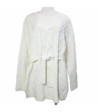 プラステ PLST 20AW ケーブルウエストベルトニット 12-0401020 セーター 長袖 ウール混 厚手 M 白 ホワイト /X