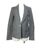 ザラ ベーシック ZARA BASIC シェットランドウールジャケット テーラード  エルボーパッチ グレンチェック S グレー系 /X