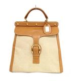 グッチ GUCCI オールドグッチ ヴィンテージ キャンバス レザー ボストンバッグ ハンドバッグ ベージュ キャメル