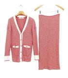 ルーニィ LOUNIE ツイード調 ニット セットアップ ジャケット カーディガン ロングスカート F / 36 ピンク系