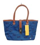 ラバガジェリー LA BAGAGERIE × a-jolie アジョリー コラボ ひねり金具おむすびトート ハンドバッグ ナイロン フェイクレザー 青 ブルー キャメル