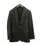 バーバリーブラックレーベル BURBERRY BLACK LABEL ラム レザー ジャケット テーラード ブレザー 羊革 S ブラック