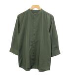 ナノユニバース nano universe バンドカラーシャツ 7分袖 無地 M カーキ /X