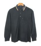 GOLF ポロシャツ 長袖 ゴルフウェア 鹿の子 ロゴ刺繡 M 黒 ブラック /X