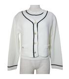 25SS アンサンブルニット カーディガン 長袖 トップス ノースリーブ プルオーバー バイカラー 2 M相当 ホワイト ブラック /X