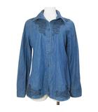 ハッシュパピー Hush Puppies デニムシャツ 長袖 刺繡 ビーズ スキッパー M 青 ブルー /X