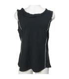 リツコ シラハマ RITSUKO SHIRAHAMA ノースリーブトップス カットソー タンクトップ シルク切替 カットオフ プルオーバー 2 M相当 黒 ブラック /X