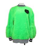 ダブルスタンダードクロージング ダブスタ DOUBLE STANDARD CLOTHING 美品 袖フェザーニット 20AW 0209-320-203 プルオーバー 長袖 ワッペン ビーズ 厚手 36 S相当 ライムグリーン /X
