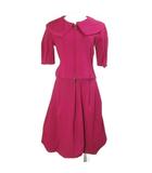 セットアップ ニット 5分袖 バルーンスカート ひざ丈 36 M相当 ピンク /X