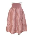 パッチワーク フレアスカート リネンシルク ひざ丈 M ピンク /X