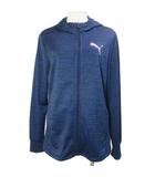 プーマ PUMA 美品 22年 ウィメンズ トレーニング フーデッド ニット ジャケット 520382-03 パーカー ジップアップ スポーツウェア ロゴ プリント L 紺 ネイビー /X