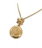 ヴィンテージ ペンダント ネックレス ラウンドエンブレム リボン 美品 ゴールドカラー