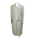 サマーツイードスーツ セットアップ ジャケット コクーンスカート ひざ丈 リネン ヘンプ 総裏地 シェルボタン 日本サイズLL相当 I46 F44 D42 G38 BS42 USA12 ベージュ系 /X