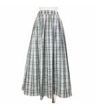 ルーニィ LOUNIE チェックスカート ロング フレア 36 S相当 ホワイト グリーン ブラウン /X