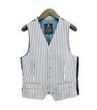 シアサッカー ストライプ ジレ ベスト 美品 2 ネイビー系