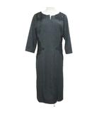 オットー OTTO Collection 美品 コード刺繍 ワンピース ロング 7分袖 キーネック 9 M相当 紺 ネイビー /X