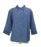  エレメント オブ シンプルライフ element of SIMPLE LIFE レナウン シャツ ブラウス カットワークレース 花柄 7分袖 プルオーバー M 紺 ネイビー /X