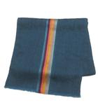 ポールスミス PAUL SMITH ストール ウールシルク サンプル ストライプ ヘリンボーン フリンジ ブルー系 /X
