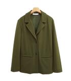 マックスマーラ MAX MARA Leisure 2022 ジャージー シングル 2B ジャケット テーラード ブレザー 美品 S オリーブ