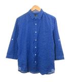 ティーケーミクスパイス タケオキクチ THE SHOP TK MIXPICE シャツ 7分袖 ドット シャドーストライプ ロールアップ袖 L ブルー ホワイト /X