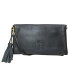 トリーバーチ TORY BURCH マックグロー フォールドオーバー クロスボディ 2way ショルダーバッグ クラッチバッグ タッセル ペブルドレザー 斜め掛け 鞄 黒 ブラック ☆AA★ /X