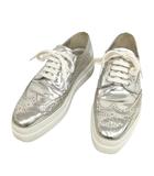 プラダ PRADA ウイングチップ レザー シューズ スニーカー プラットフォーム 厚底 38.5 シルバー