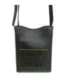 ブランデッドカラーエッジ クロスボディバッグ サコッシュ レザー ブラック