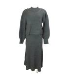 ナイスクラップ NICE CLAUP naturalcouture ナチュラルクチュール タグ付き 24AW SET UPガーリーニットワンピース 0342090070 ロング ノースリーブ 長袖 プルオーバー セットアップ バックリボン ハイネック Vネック 厚手 S チャコールグレー /X