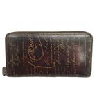 イタウバ カリグラフィ スクリットレザー ラウンドジップ ロング ウォレット ブラウン系