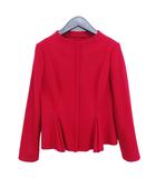 COLLECTION ぺプラム ノーカラー ジャケット ジップアップ 美品 38 レッド