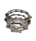 バーバリー BURBERRY スタッズ クリアバングル 3連 クリアパープル シルバーカラー