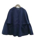 セブンテンバイミホカワヒト SEVEN TEN by MIHO KAWAHITO 22SS 6A601 ノーカラー ポンチョ コート ジャケット XS ネイビー