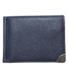 エムシーエム MCM マネークリップ財布 二つ折り 紺 ネイビー /X