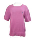 ラルフローレン RALPH LAUREN ニット セーター 半袖 インパクト21 ポニー刺繡 ワンポイント プルオーバー コットン クルーネック M ピンク系 /X