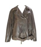 エイチ&エム H&M Divided ディバイデッド ライダースジャケット フェイクレザー ジップアップ ベルト クラッシュ加工 L 茶 ブラウン /X