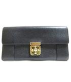 クロエ CHLOE エルシー 長財布 レザー ターンロック 小銭入れあり ゴールド金具 黒 ブラック /X