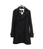 バーバリーブラックレーベル BURBERRY BLACK LABEL メルトン ウール トレンチコート L ブラック