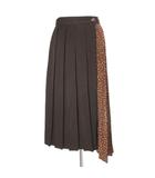 ムルーア MURUA 美品 コントラストプリーツスカート ラップ ロング アシンメトリー ドット 水玉 フリーサイズ ブラウン ホワイト 012010801301 /X