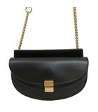 クロエ CHLOE ジョージア チェーン ショルダーバッグ ポーチ レザー 美品 ブラック ゴールド
