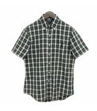 ラルフローレン RALPH LAUREN シアサッカー チェック シャツ ボタンダウン 半袖 S ネイビー グリーン